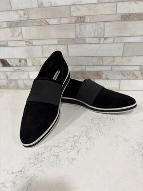 Karl Lagerfeld Women’s Black Suede Slip-On Pointed Toe Loafers Sz 9.5